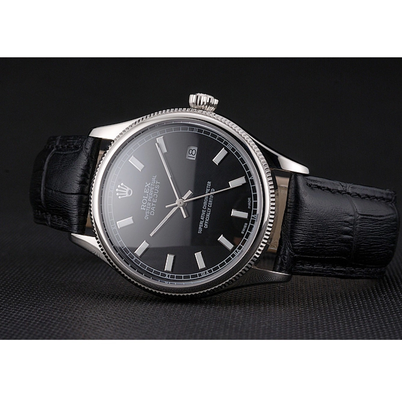 Aaa replica watch Stainless Swiss And Bracelet Rolex Black Datejust Steel Case Dial 0706